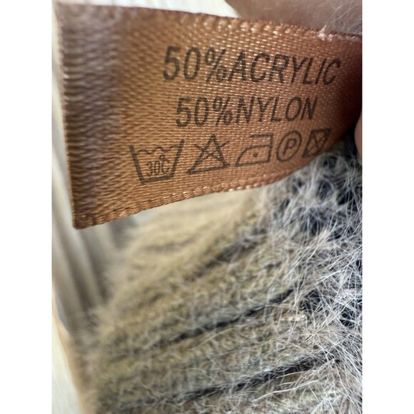 Animal Print Stocking Hat Beanie Knit Tan/Black Adult Size Fuzzy leopard - Picture 2 of 4